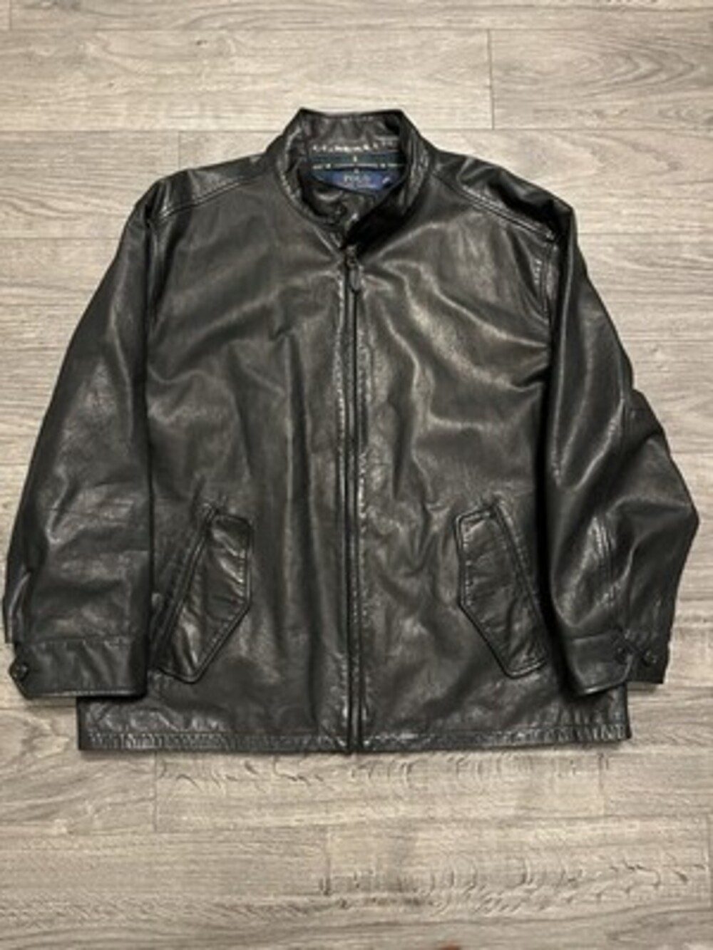 Polo Ralph Lauren Black Leather Jacket, Classic Fit, Vintage Style, Men's Outerw